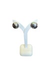 PAIRE DE BOUCLES D'OREILLE DEMI PERLES GRISES MABÉ EN OR 18K