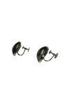 PAIRE DE BOUCLES D'OREILLE DEMI PERLES GRISES MABÉ EN OR 18K